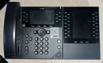 x5 POLYCOM VVX 450 BUSINESS IP DESK PHONE & EM 50 EXPANSION MODULE WITH STAND