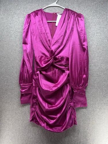 Glamaker Womens Dress Size S Pink Long Sleeves Shoulder Pads Cut Outs Short Zip - Picture 1 of 11