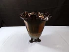 Fenton Amethyst Carnival Glass Ribbed 3 Toed Vase w/ Diamond Design on Interior