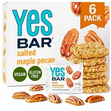 YES Bar – Salted Maple Pecan – Plant Based Protein, 6 Count (Pack of 1) 