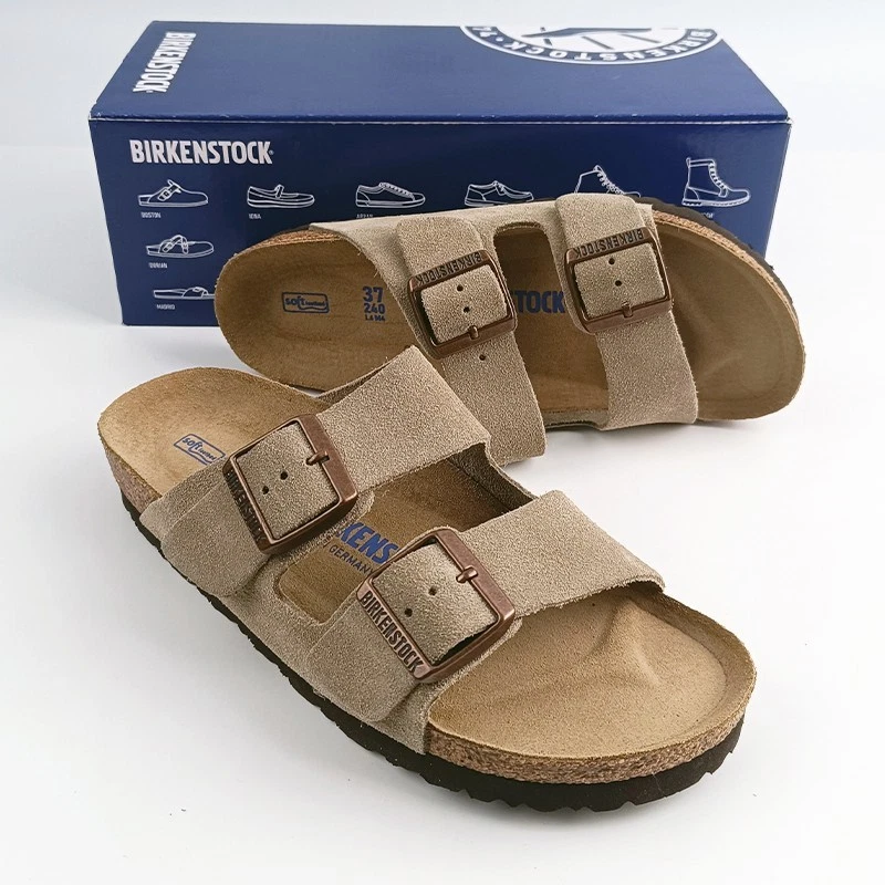 Nueva sandalia Birkenstock Arizona gamuza cuero topo estrecha/ancha EU37-45 mujeres/hombres Foto 3 de 4