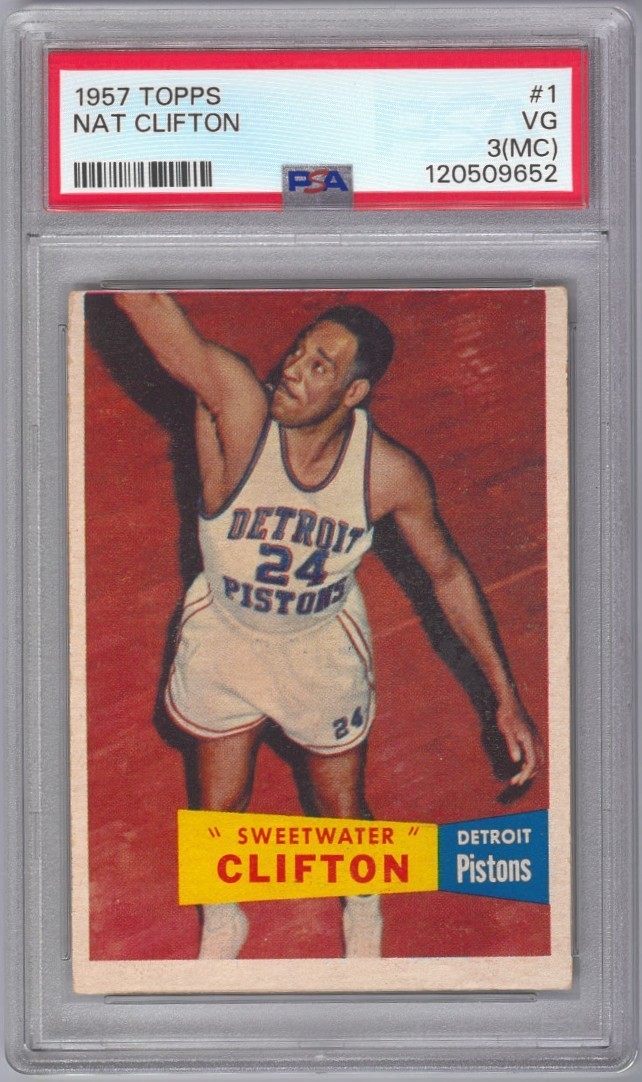 1957 Topps #1 NAT SWEETWATER CLIFTON (RC) PSA 3  MCVG Detroit PISTONS
