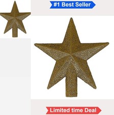 Mini Star Christmas Tree Topper 4 Inch Gold Glittered Double Sided Plastic Mica