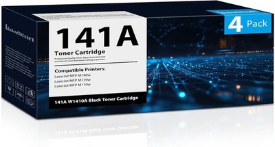 141A Black Toner 4 Pack for HP LaserJet MFP M140w M139w M110w w/ Chip