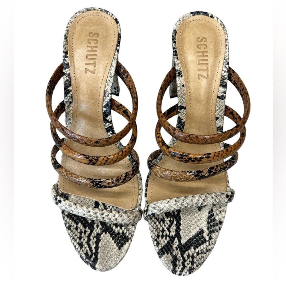 Schutz Anthropologie Python Snake Print Strappy S… - image 2