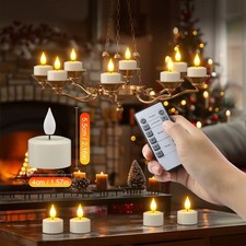 Candele LED Effetto Fiamma Con Telecomando - 3 Candele In Vetro E Cera, Timer 2/8h, Luci Ambra Per Decorazione - Foto 4