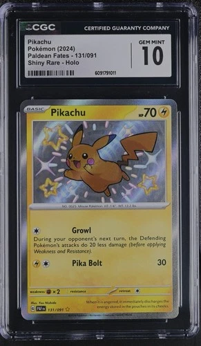 Pokémon Pikachu Baby Shiny Rare 131/091 Paldean Fates, CGC 10!!!