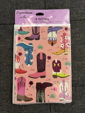Hallmark Western Theme Cards Blank Note Stationary Cards Cowgirl Boots 4 Pack
