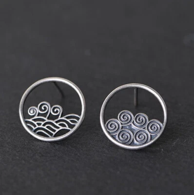 I05 Ohrring Ohrstecker wellenförmig Spiralen Sterling Silber 925 Spirale - Bild 1 von 4