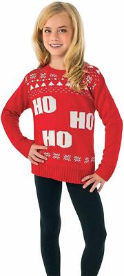 Rubie's Costume Ho Ho Ho Ugly Christmas Sweater Costume, One Color, Girls Large