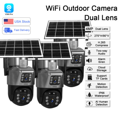 3-PACK Dual Lens Camera WIFI Smart Home 4MP Wireless IP Camera Security Outdoor