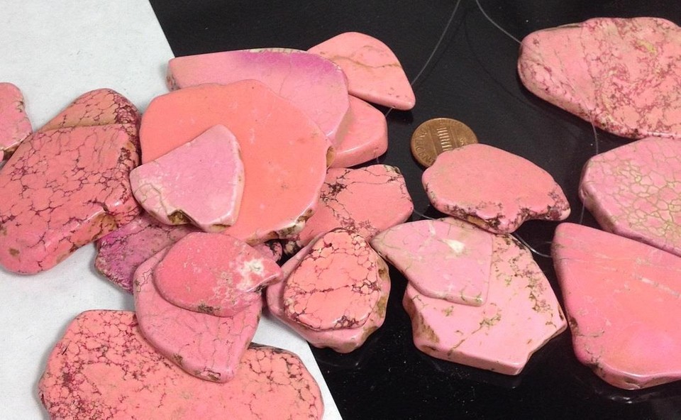 1/2 lbs predrilled pink/red color howlite slabs /20mm-70mm(T293-w8) | eBay