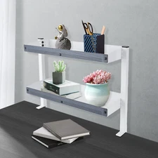 Clip-on Desk Shelf Laptop Organizer w/Adjustable Storage Tray Bedside Office NEW