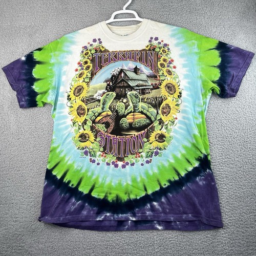 Vintage Grateful Dead Terrapin Turtles 1999 Liquid Blue Rock T-Shirt Tie Dye XL