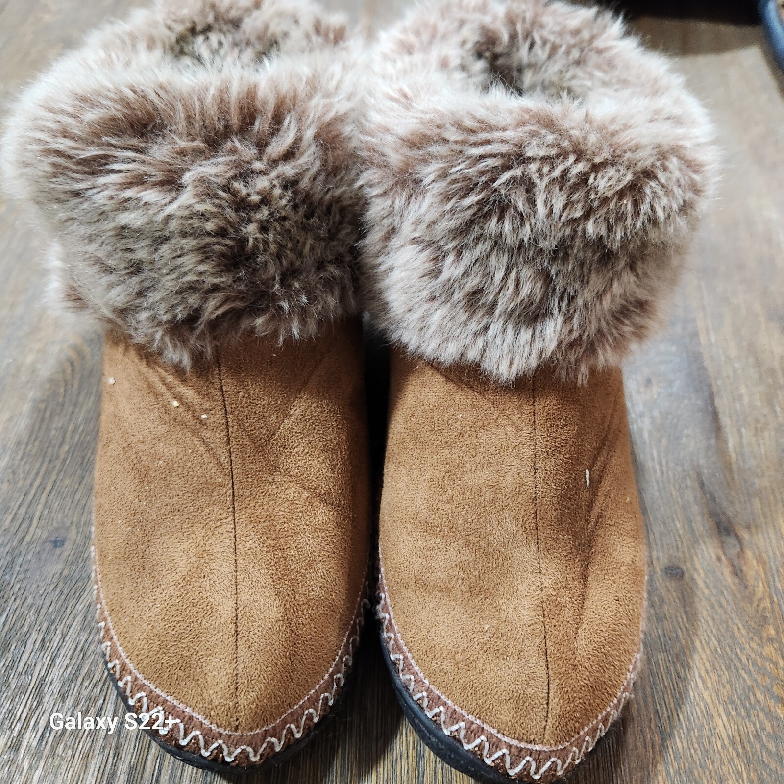 SAOLA Ciabatta Isotoner scamosciata donna TG 8 5 9 suola rigida pelliccia sintetica invernale western robusta