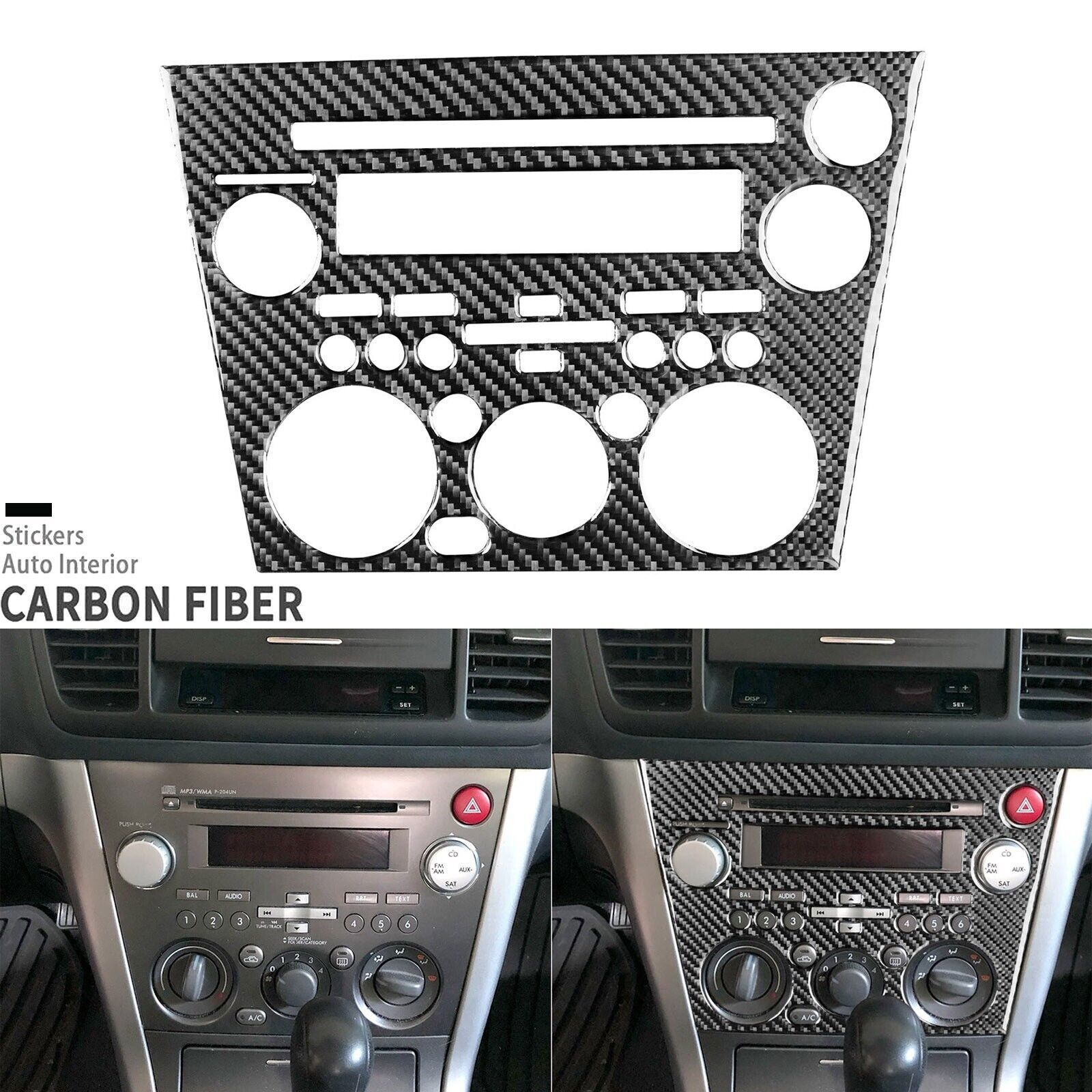 Real Carbon Fiber Console AC CD Panel Cover Trim For Subaru Legacy Outback 05-09