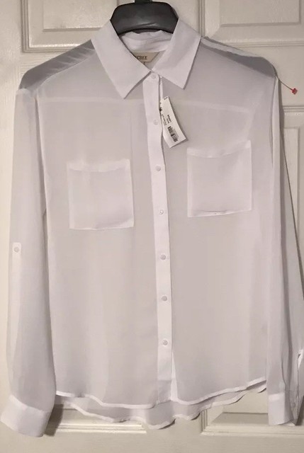 sheer white button up blouse