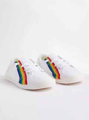 Torrid Always Proud Riley Canvas Sneaker Wide Width White Women's 7 #D10006