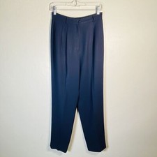 Liz Claiborne Collection Dress Pants Women 8 Blue Hi Rise Pleated Straight Lined