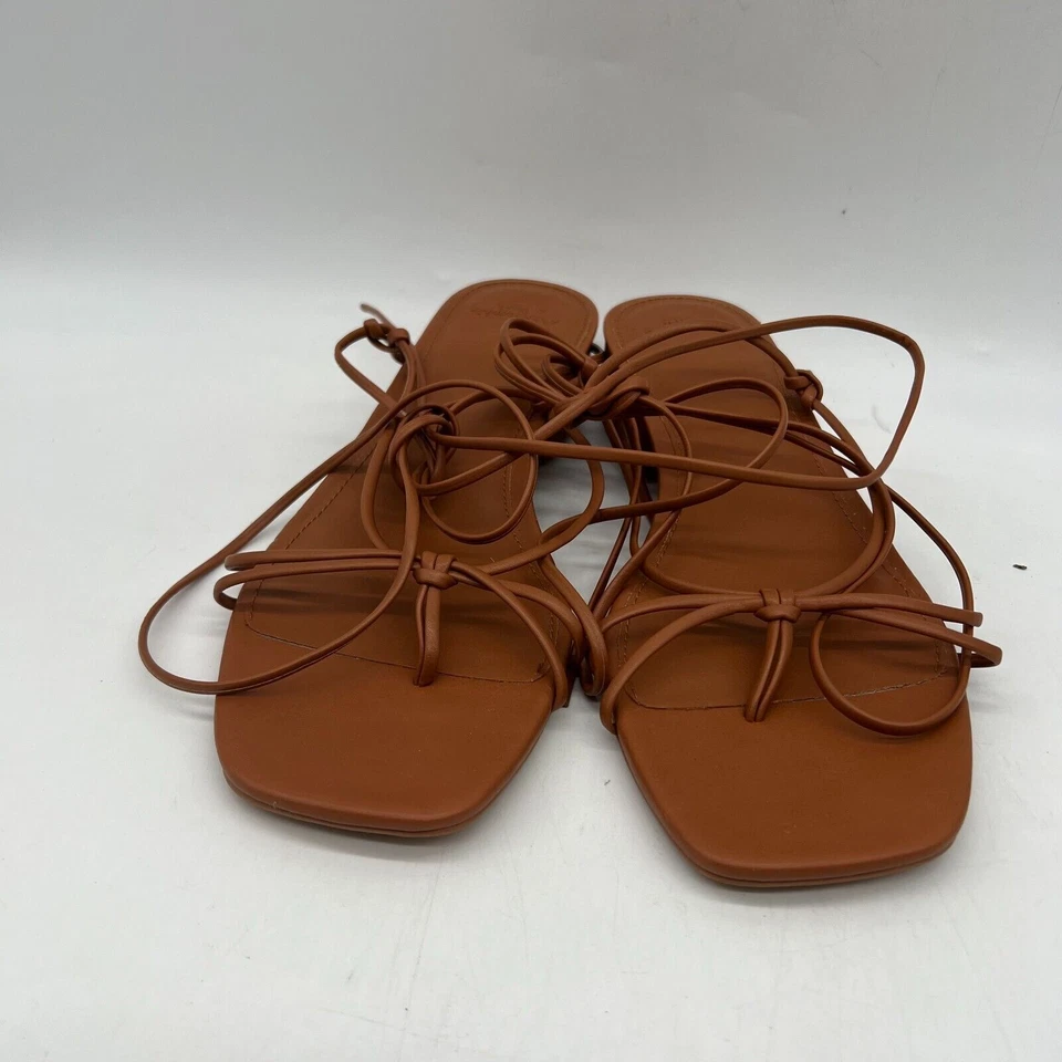 Sandalias Abercrombie & Fitch para mujer marrón punta cuadrada correa al tobillo talla 10 Foto 3 de 4