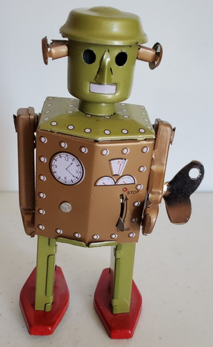 5.5" TIN ATOMIC ROBOT MAN Windup Toy / Tiny Toy Arcade MS415 (KR) - Picture 2 of 5
