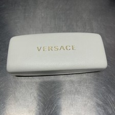 Versace Eye Glass Case Hard Clamshell White Leather Case W/ New Wipe