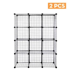 2PCS Storage Rack Organizer Kitchen Bedroom Shelving Metal Wire Shelves 12 Cube 