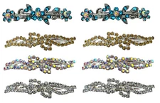 JCGY Set of  8 Barrettes Med/Small Sparkly Crystal Hair Clips Thin Hair U0927-8