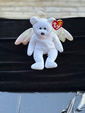 Retired TY Halo the Angel Bear Beanie Baby Very Rare w/Brown Nose & Tag Errors