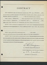 1952 Signed Game Contract Western Reserve Coach Eddie Finnigan