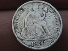 1891 P Seated Liberty Silver Dime- Philadelphia, VF/XF Details