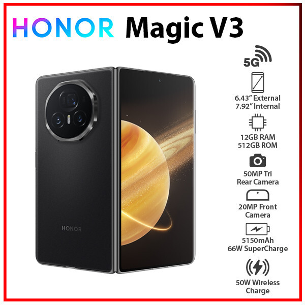 Unlocked) HONOR Magic V3 5G 12GB+512GB BLACK Dual SIM
