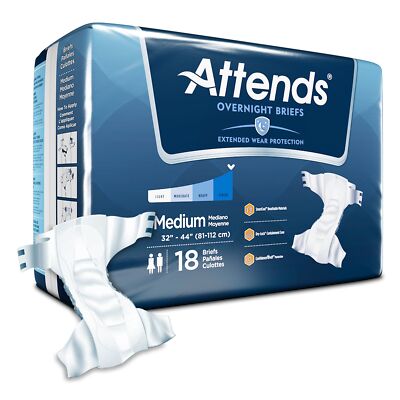 Attends Briefs with Overnight Protection, Medium (BG/18)