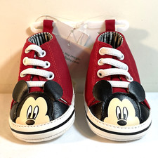 DISNEY BABY MICKEY MOUSE Baby Red Sneaker Shoes 3-6 Months NEW