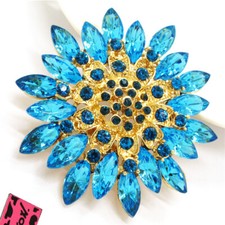 Hot Blue Gorgeous Sunflower Women Crystal Fashion Women Charm Brooch Pin Gifts