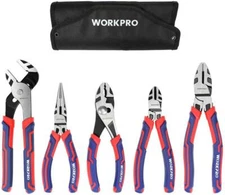 WORKPRO 5 PIECE Pliers Set Premium Construction Linesman Plier w/Storage Pouch
