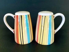 PFALTZGRAFF Equator Stove Top Salt & Pepper Set Vertical Stripes w/ Stoppers VGC