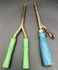Green and Blue Handle Vintage Curling Irons