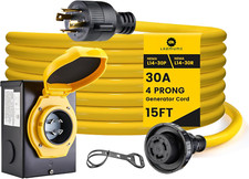 15FT 30 Amp Generator Power Cord and Power Inlet Box Waterproof Combo Kit, Heave