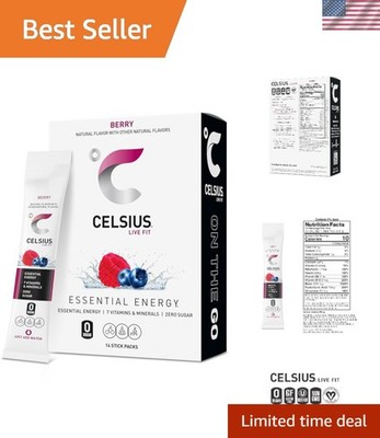 Instant Energy Boost - Berry Flavored On-the-Go Powder Sticks, 14 Sticks,