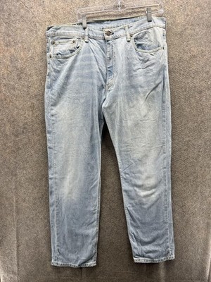 Levis 505 Jeans Mens 38x32 Blue Regular Fit Straight Light Wash Denim Casual