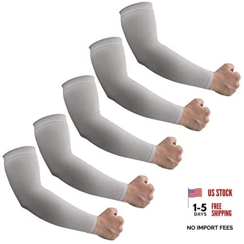 UPF50+ 5 Pairs Sun UV Protection Cooling Sleeves Compression Sleeve for 5 Grey