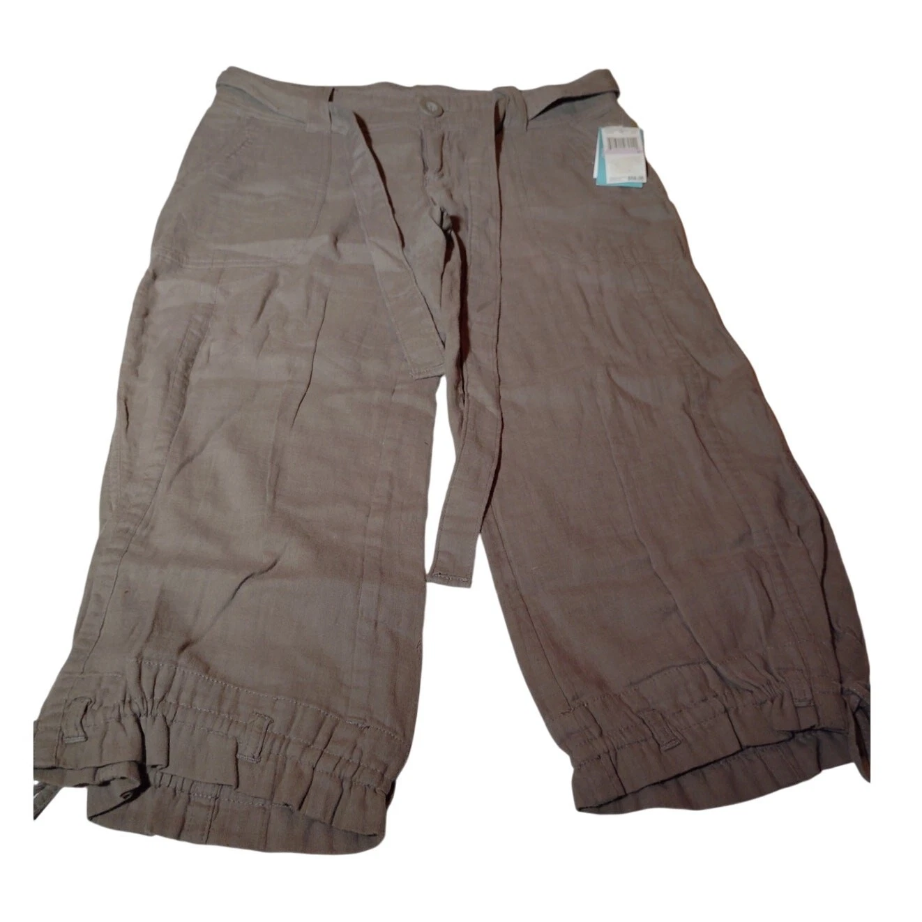 Aqua Women's NEW w/Tags Lightweight Gray Cargo Capri Pants - Size 6