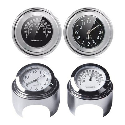 Motorcycles Watch Clock Thermometer 25mm Handlebar Mount Watch Thermometer