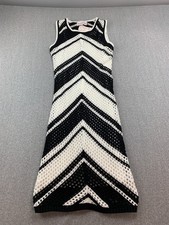 Willow & Wind Crochet Midi Bodycon Dress Women XS Black Chevron Stretch Knit