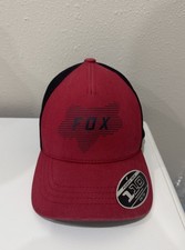 Fox Red/Black Solid Logo Mesh Back Stretch Trucker Hat Cap One Size Men's