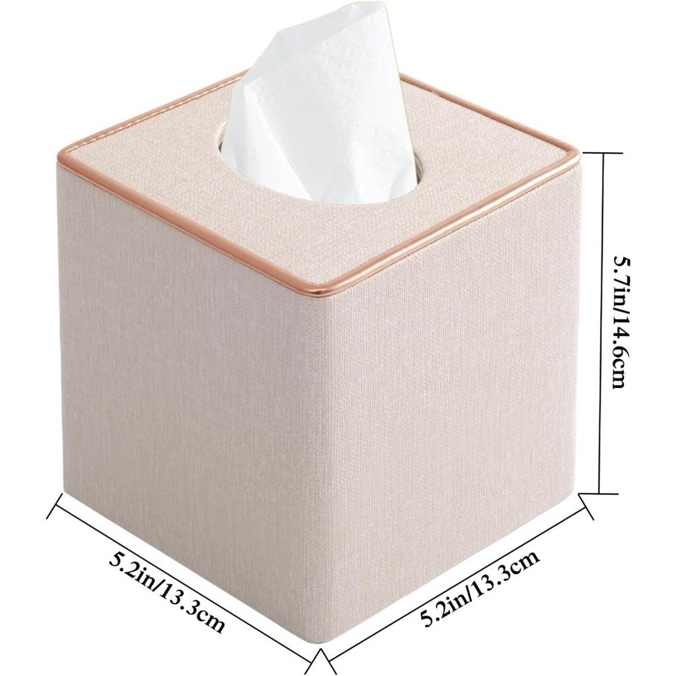 Linen Square Tissue Box Cover,Cube Tissue Box Holder－Excellent Rosegold ...