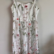 Green and White Floral Midi Sundress with Spaghetti Straps