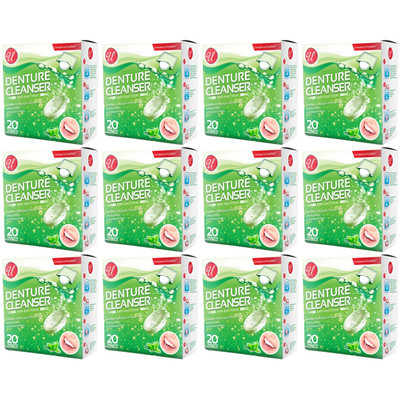 Anti-Bacterial Denture Cleanser Mint Flavored, 240 Tablets (Pack of 12)
