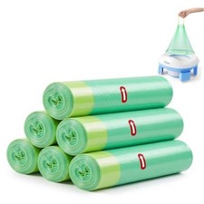 Potty Liners with Drawstring, 90 Count Disposable Bags, 18 x Green of 90 Pack